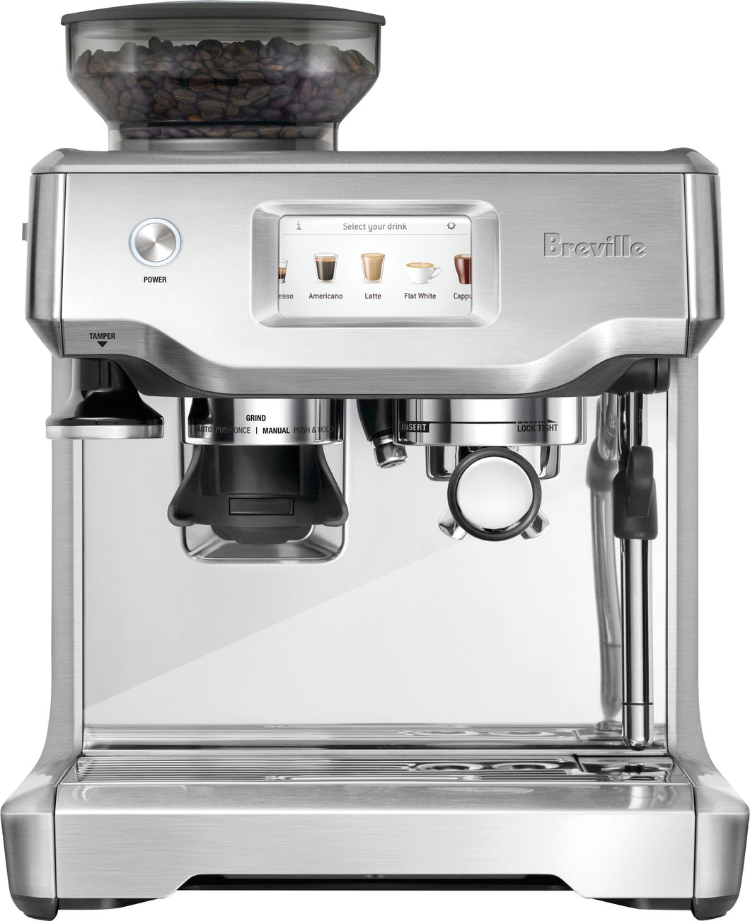 Breville - the Barista Touch Espresso Machine with 15 bars of pressure, Milk Frother and intergrated grinder - Stainless Steel