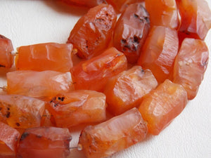 Carnelian Natural Rough Hammered Tube Shape Bead/Nuggets/8Inches 20X10To15X10MM Approx/Wholesaler/Supplies/R1-2S