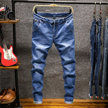 Load image into Gallery viewer, Men Zipper Fly Slim Fit Denim Joggers Stretch Male Jeans
