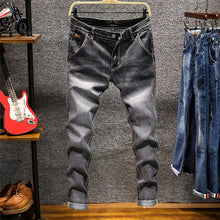 Load image into Gallery viewer, Men Zipper Fly Slim Fit Denim Joggers Stretch Male Jeans
