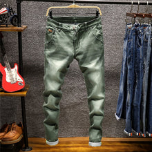 Load image into Gallery viewer, Men Zipper Fly Slim Fit Denim Joggers Stretch Male Jeans
