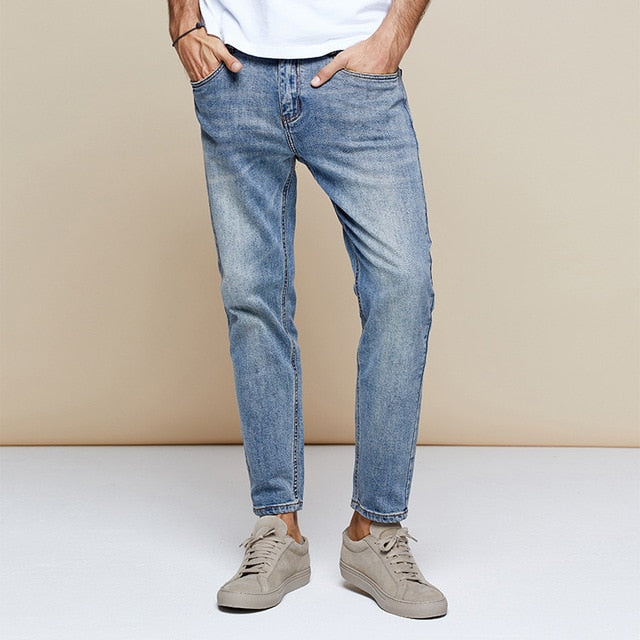 Autumn Cotton Blue Skinny Jeans Men