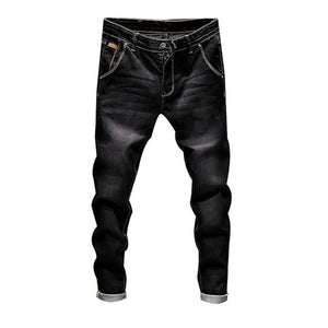 Stretch Denim Pants Solid Slim Fit Jeans