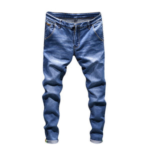 Stretch Denim Pants Solid Slim Fit Jeans