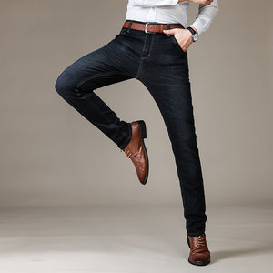 Business Fashion Classic Style Elastic Slim Trousers Jeans