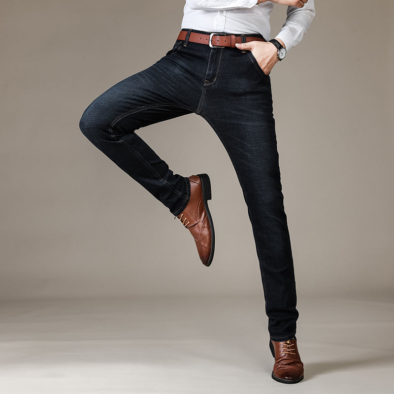 Business Fashion Classic Style Elastic Slim Trousers Jeans